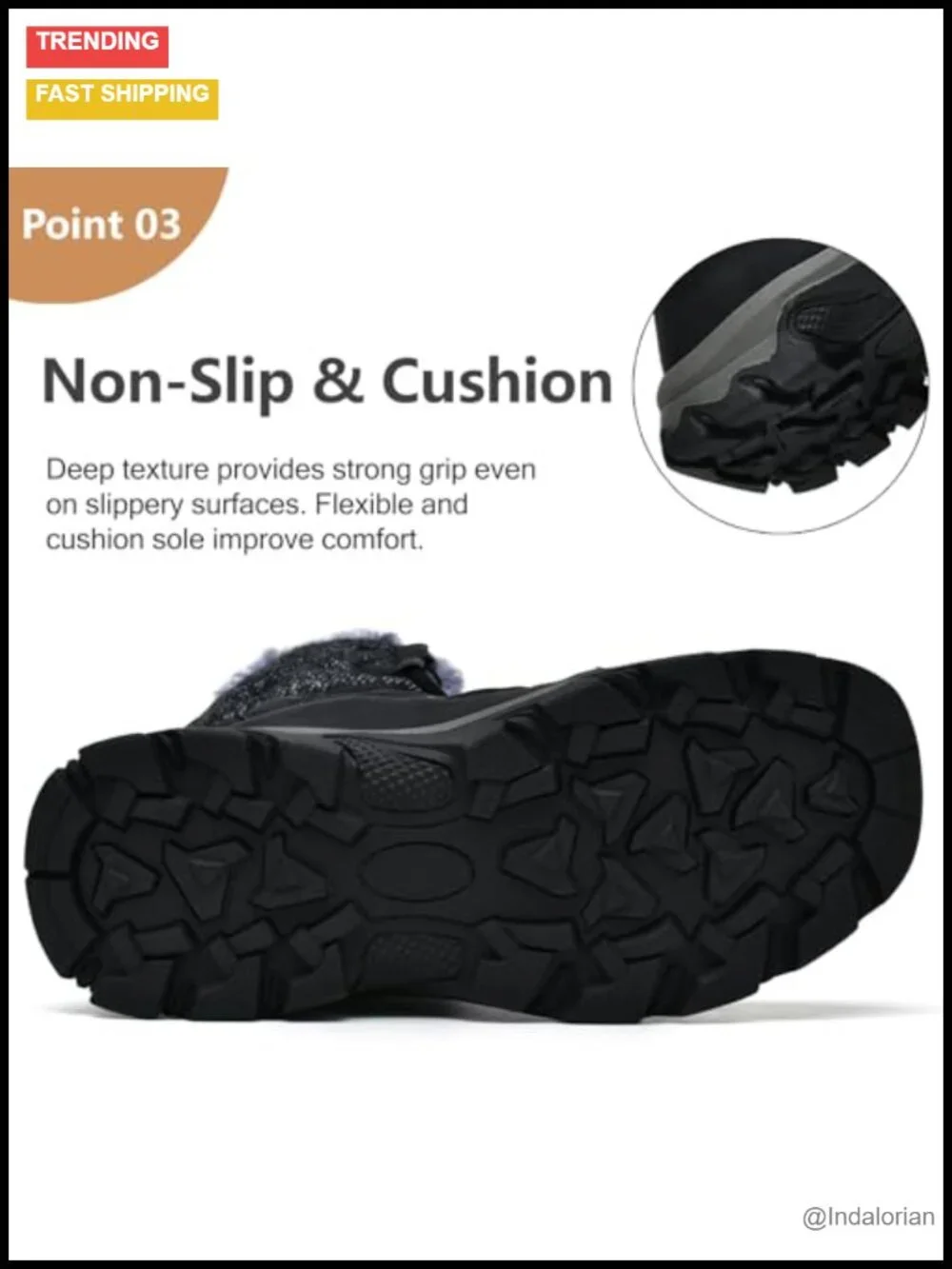 Men's Winter Snow Boots Water Resistant Non Slip Warm Lightweight 7.1IN Hiking